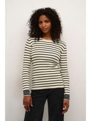 Kaffe Koszulka "Jordie" w kolorze kremowo-czarnym rozmiar: L. Brązowe bluzki Kaffe, l, bez wzorów, prążkowane, bez kołnierzyka, bez ramiączek. Za 118.01 zł.