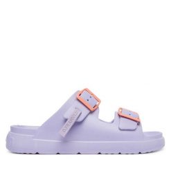 Klapki D.Franklin. Fioletowe klapki D.Franklin, bez wzorów, bez obcasa. Za 169.99 zł.