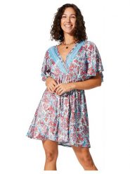 Aller Simplement Sukienka w kolorze błękitno-czerwonym rozmiar: 34/36. Czerwone sukienki Aller Simplement, bez wzorów, bez kołnierzyka, bez ramiączek, mini. Za 56.99 zł.