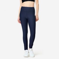 Legginsy fitness damskie Domyos. Niebieskie legginsy DOMYOS, l, bez wzorów, z elastanu, z podwyższonym stanem. Za 79.99 zł.