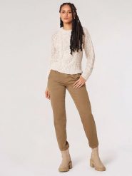 Apricot Sweter w kolorze beżowym rozmiar: M. Brązowe swetry Apricot, m, bez wzorów, ze splotem, bez ramiączek. Za 119.12 zł.