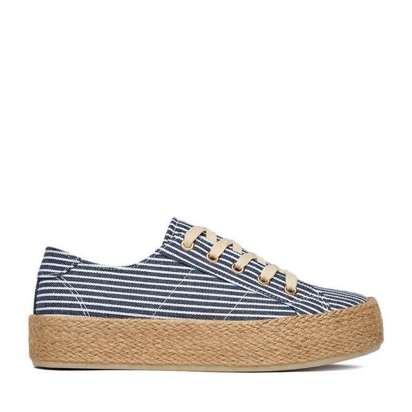Espadryle JENNY. Niebieskie espadryle Jenny, bez wzorów, bez obcasa, bez zapięcia. Za 99.99 zł.