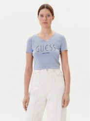 Guess T-Shirt W5YI05 J1314 Niebieski Regular Fit. Niebieskie t-shirty Guess, xl, z aplikacjami, z bawełny, bez kołnierzyka, bez ramiączek. Za 109.99 zł.
