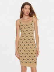 Guess Sukienka dzianinowa Sarah W4BK98 Z3JD2 Beżowy Slim Fit. Brązowe sukienki Guess, l, z aplikacjami, z dzianiny, bez kołnierzyka, bez ramiączek. Za 259.99 zł.