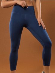 Legginsy sportowe z wysokim stanem - granatowy. Niebieskie legginsy Sinsay, l, bez wzorów, z podwyższonym stanem. Za 35.99 zł.