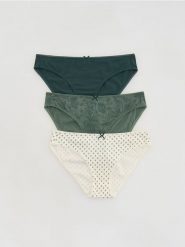 Bawełniane majtki figi 3 pack - jasny zielony. Zielone figi Reserved, l, bez wzorów, z bawełny. Za 49.99 zł.
