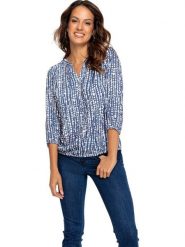 WITT WEIDEN Bluzka w kolorze granatowo-białym rozmiar: 42. Białe bluzki WITT WEIDEN, bez wzorów, z wiskozy, bez kołnierzyka, bez ramiączek. Za 61.95 zł.