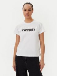TWINSET T-Shirt 251TP2070 Biały Regular Fit. Białe t-shirty Twinset, xs, bez wzorów, z bawełny, bez kołnierzyka, bez ramiączek. Za 269.99 zł.