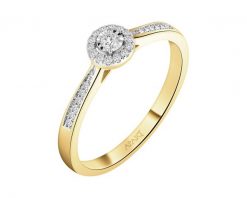 Pierścionek z żółtego złota z brylantami - 0,12 ct - próba 585. Żółte pierścionki Apart, z brylantem, złote. Za 3,990.00 zł.