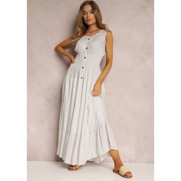 Biała Sukienka Kilroy. Białe sukienki Renee, na lato, l, bez wzorów, boho, bez kołnierzyka, bez ramiączek, maxi, rozkloszowane. Za 99.99 zł.