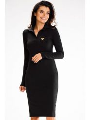 Awama Sukienka w kolorze czarnym rozmiar: XL. Czarne sukienki Awama, xl, bez wzorów, bez kołnierzyka, bez ramiączek, midi. Za 134.99 zł.