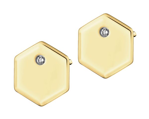 Kolczyki z żółtego złota z brylantami - 0,01 ct - próba 375. Żółte kolczyki Apart, z brylantem, złote. W wyprzedaży za 601.30 zł.