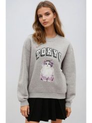 Monki Bluza w kolorze szarym rozmiar: M. Szare bluzy sportowe Monki, m, bez wzorów, bez kaptura. Za 44.95 zł.