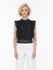 ONLY Bluzka "Karo" w kolorze czarnym rozmiar: XL. Czarne bluzki Only, xl, bez wzorów, z koronki, bez kołnierzyka, bez ramiączek. Za 74.81 zł.
