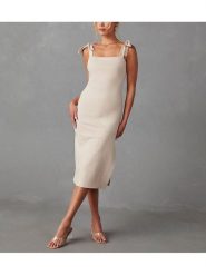 LA Angels Sukienka w kolorze beżowym rozmiar: XL. Brązowe sukienki LA Angels, na imprezę, xl, bez wzorów, bez kołnierzyka, bez ramiączek, midi. Za 110.04 zł.