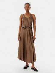 Marella Sukienka letnia Alcool 2613221015 Brązowy Regular Fit. Brązowe sukienki Marella, na lato, bez wzorów, z acetatu, bez kołnierzyka, bez ramiączek. Za 1,269.00 zł.