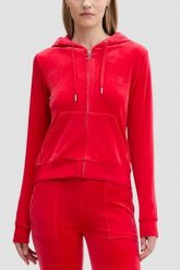 JUICY COUTURE Czerwona bluza damska Robertson Hoodie, Rozmiar S. Czerwone bluzy Juicy Couture, s, bez wzorów, z materiału, z kapturem. W wyprzedaży za 255.99 zł.