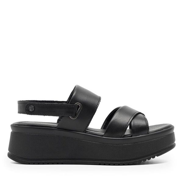 Sandały Lasocki. Czarne sandały Lasocki, bez wzorów, bez obcasa, na koturnie, bez zapięcia. Za 159.99 zł.