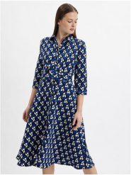 Orsay Sukienka w kolorze czarno-niebiesko-białym rozmiar: 36. Białe sukienki Orsay, bez wzorów, z tkaniny, bez kołnierzyka, bez ramiączek, midi. Za 87.95 zł.