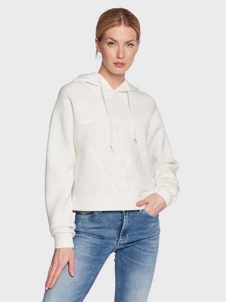Guess Bluza New Alisa V2YQ08 K7UW2 Biały Relaxed Fit. Białe bluzy Guess, l, z aplikacjami, z wiskozy, bez kaptura. Za 189.99 zł.