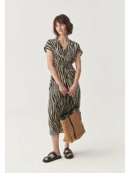 TATUUM Sukienka w kolorze kremowo-czarnym rozmiar: 46. Brązowe sukienki Tatuum, bez wzorów, bez kołnierzyka, bez ramiączek, maxi. Za 168.95 zł.