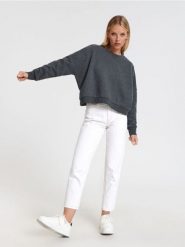 Jeansy mom high waist - kremowy. Białe jeansy Sinsay, l, bez wzorów, z podwyższonym stanem. Za 69.99 zł.