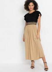 Sukienka z dżerseju z miękkiej mieszanki wiskozy. Czarne sukienki bonprix, bez wzorów, z dżerseju, bez kołnierzyka, bez ramiączek. Za 139.99 zł.