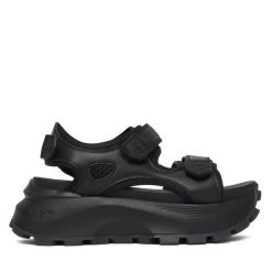 Sandały Buffalo. Czarne sandały Buffalo, bez wzorów, bez obcasa, na płaskiej podeszwie, bez zapięcia. Za 389.99 zł.