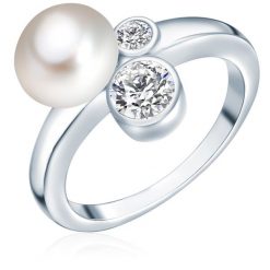 Valero Pearls Pierścionek z perłą srebro wysokiej próby Cyrkonia Perła hodowlana słodkowodna srebrny Pierścionki 1 ct Damski. Szare pierścionki Valero Pearls, z cyrkonią, srebrne. Za 229.99 zł.