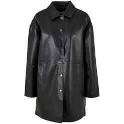 Płaszcz Damski Ze Sztucznej Skóry. Czarne płaszcze Urban Classics, m, bez wzorów, ze skóry, bez kaptura. Za 307.99 zł.