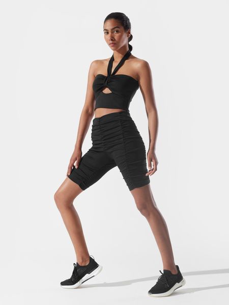 4F Legginsy kolarki z materiałów z recyklingu damskie 4F x Anna Lewandowska S. Czarne legginsy 4f, s, bez wzorów, z dzianiny, z podwyższonym stanem. Za 79.99 zł.