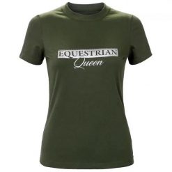 Koszulka z krótkim rękawem damska Equestrian Queen Jade 24SS. Zielone bluzki EQUESTRIAN QUEEN, xs, bez wzorów, sportowe, bez kołnierzyka, bez ramiączek. Za 136.99 zł.