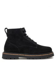 Birkenstock Botki Highwood Lace Mid W Lena 1028893 Czarny. Czarne botki Birkenstock, bez wzorów, ze lnu, bez obcasa, na płaskiej podeszwie, bez zapięcia. Za 899.99 zł.