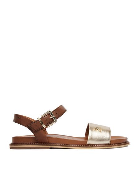 U.S. Polo Assn. Sandały EO-ADELI001W/6L1 Złoty. Żółte sandały U.S. Polo Assn., bez wzorów, ze skóry, bez obcasa, na płaskiej podeszwie, bez zapięcia. Za 149.99 zł.
