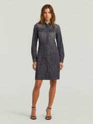 G-Star Sukienka dżinsowa w kolorze antracytowym rozmiar: XS. Czarne sukienki G-Star, xs, bez wzorów, z bawełny, retro, bez kołnierzyka, bez ramiączek, midi. Za 267.92 zł.