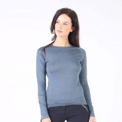 Kona - Cienka Koszula z Długim Rękawem (100% Wełny Merino). Szare koszule WOOLONA, l, bez wzorów, z wełny, sportowe, bez kołnierzyka, bez ramiączek. Za 320.00 zł.