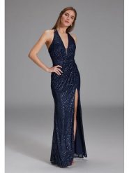 SWING Sukienka w kolorze granatowym rozmiar: 42. Niebieskie sukienki Swing, bez wzorów, bez kołnierzyka, bez ramiączek, maxi. Za 347.99 zł.