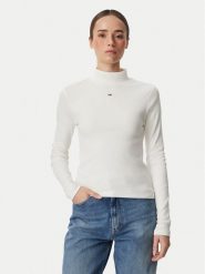 Tommy Jeans Bluzka Essential DW0DW19830 Biały Slim Fit. Białe bluzki Tommy Jeans, xxs, bez wzorów, z bawełny, bez kołnierzyka, bez ramiączek. Za 209.99 zł.