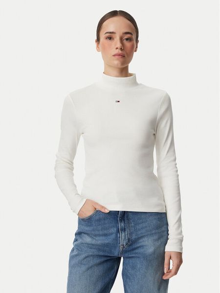 Tommy Jeans Bluzka Essential DW0DW19830 Biały Slim Fit. Białe bluzki Tommy Jeans, m, bez wzorów, z bawełny, bez kołnierzyka, bez ramiączek. Za 209.99 zł.