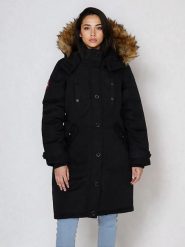 CANADA weather gear Płaszcz zimowy w kolorze czarnym rozmiar: S. Czarne płaszcze CANADA weather gear, na zimę, s, bez wzorów, z puchu, bez kaptura. Za 304.99 zł.