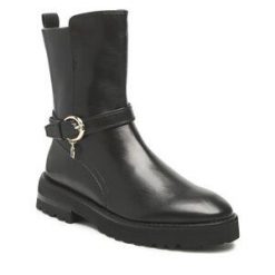 Botki Aigner. Czarne botki Aigner, bez wzorów, bez obcasa, na płaskiej podeszwie, bez zapięcia. Za 1,569.00 zł.