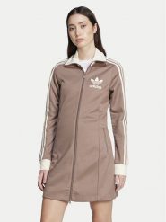 Adidas Sukienka dzianinowa adicolor 3-Stripes JC5779 Beżowy Regular Fit. Brązowe sukienki Adidas, xs, bez wzorów, z bawełny, bez kołnierzyka, bez ramiączek. Za 229.99 zł.