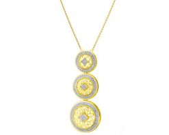 Naszyjnik z żółtego złota z diamentami - rozety - 0,33 ct - próba 585. Żółte naszyjniki Apart, z diamentem, złote. W wyprzedaży za 4,193.00 zł.