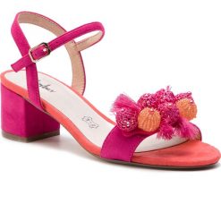 Sandały MENBUR - 20248 Fuchsia 0033. Czerwone sandały Menbur, bez wzorów, z materiału, bez obcasa, na obcasie, bez zapięcia. W wyprzedaży za 219.00 zł.