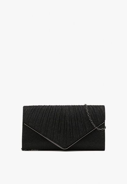 Czarna Torebka Kopertówka z Połyskiem Ozdobnie Marszczona Arutha. Czarne torebki klasyczne Renee, bez wzorów, bez dodatków. Za 69.99 zł.