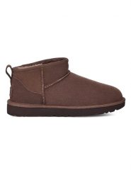 UGG Botki w kolorze ciemnobrązowym ze skóry jagnięcej rozmiar: 36. Brązowe botki UGG, bez wzorów, ze skóry, z okrągłym noskiem, bez obcasa, bez zapięcia. Za 729.45 zł.