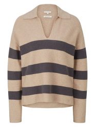 Tom Tailor Sweter w kolorze beżowo-brązowym rozmiar: L. Brązowe swetry Tom Tailor, l, bez wzorów, z bawełny, bez ramiączek. Za 70.41 zł.