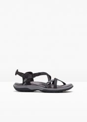 Sandały Skechers. Czarne sandały bonprix, bez wzorów, bez obcasa, bez zapięcia. Za 249.99 zł.