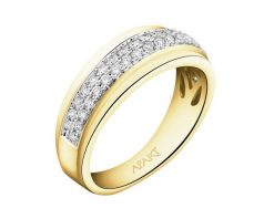Pierścionek z żółtego złota z brylantami - 0,34 ct - próba 585. Żółte pierścionki Apart, z brylantem, złote. Za 5,590.00 zł.