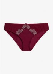 Figi ze szlachetnym haftem. Fioletowe figi bonprix, bez wzorów. Za 37.99 zł.